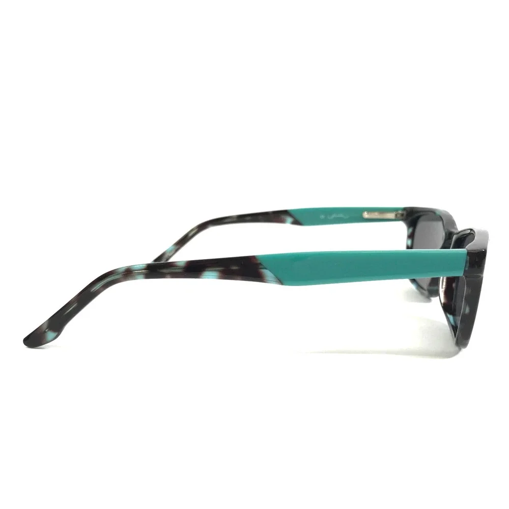 Phoebe Sunglasses P268 BLK Black Green Rectangle Frames w/ Gray Lenses 52-16-135